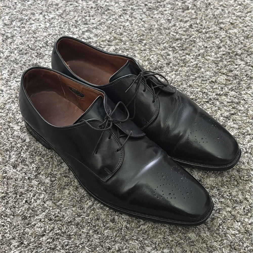 Allen Edmonds Flatiron Derby Oxfords Perforated Black Leather Sz 13 D 1103 25800